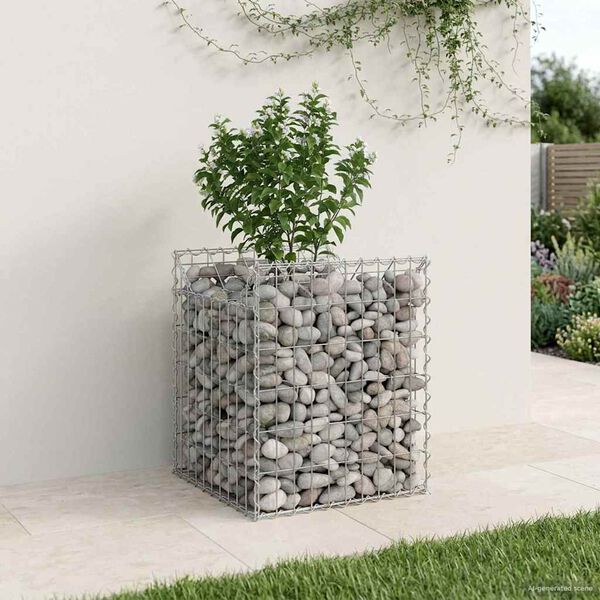 vidaXL Gabion Raised Bed Silver 50 x 50 x 60 cm Galvanised Steel