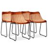 vidaXL Dining Chairs 4 pcs Brown and Beige Real Leather and Canvas