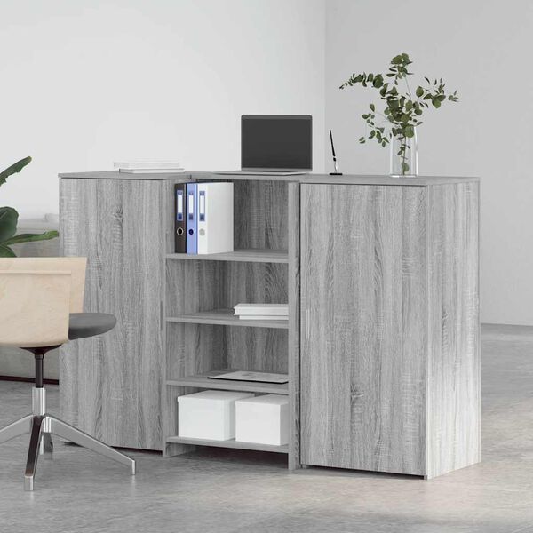 vidaXL Reception Desk Grey Sonoma 155x50x103.5 cm Engineered Wood