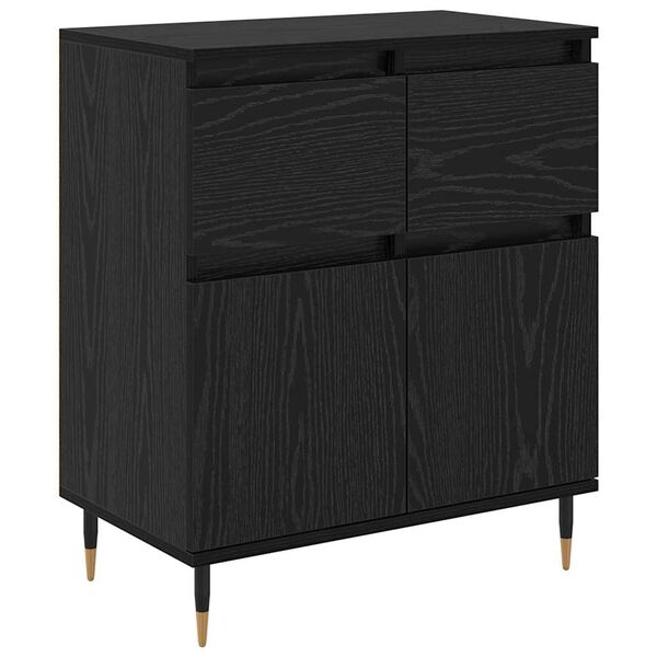 vidaXL Sideboard Black Oak 60 x 35 x 70 cm Engineered Wood and Iron