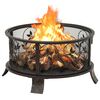 vidaXL Rustic Fire Pit with Poker 67.5 cm XXL Steel