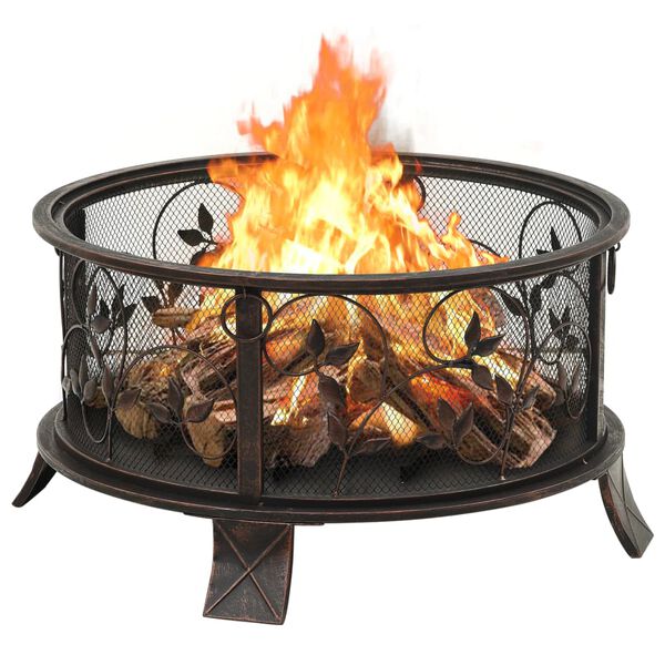 vidaXL Rustic Fire Pit with Poker 67.5 cm XXL Steel