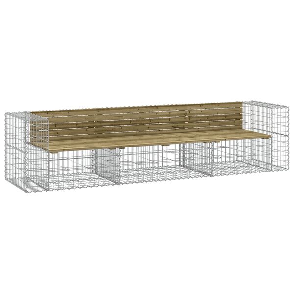 vidaXL Garden Bench Gabion Design 287x71x65.5 cm Impregnated Wood Pine
