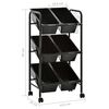 vidaXL 6-Basket Toy Storage Trolley Black Plastic