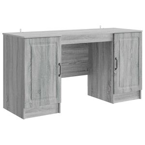 vidaXL Desk with Shelf Grey Sonoma 142.5 x 50 x 75 cm Engineered Wood