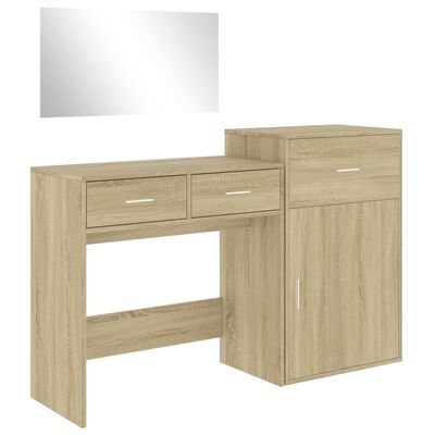 vidaXL 3 Piece Dressing Table Set Sonoma Oak Engineered Wood