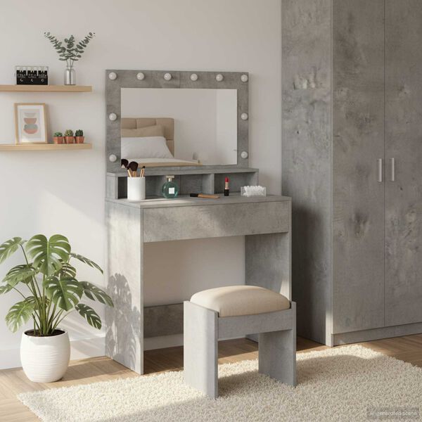 vidaXL Dressing Table Concrete Grey 75.5 x 41 x 135 cm Engineered Wood