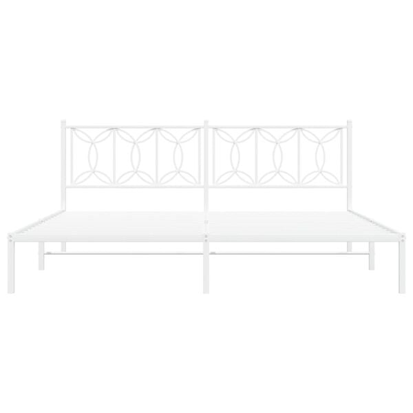 vidaXL Metal Bed Frame without Mattress with Headboard White 193x203cm