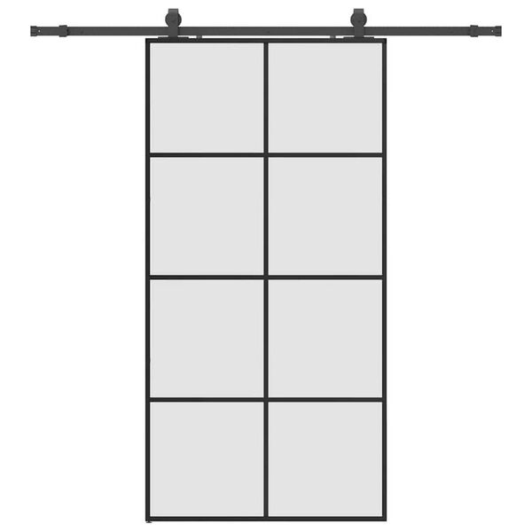 vidaXL Sliding Door with Hardware Set Black 102.5x205 cm ESG Glass