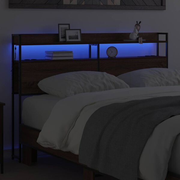 vidaXL Headboard with Shelf Brown oak 150 cm Engineered wood