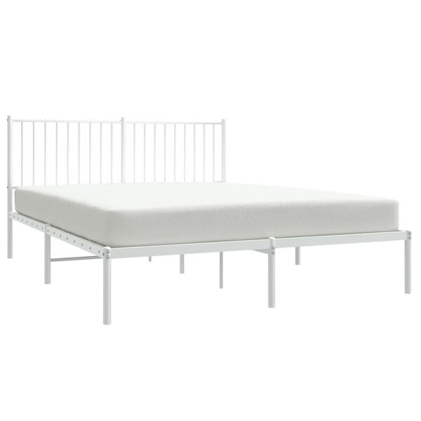 vidaXL Metal Bed Frame without Mattress with Headboard White 160x200cm