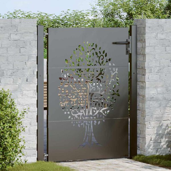 vidaXL Garden Gate with Lock Black 100 x 150 cm Powder-coated steel
