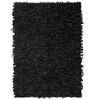 vidaXL Shaggy Rug Genuine Leather 120x170 cm Black