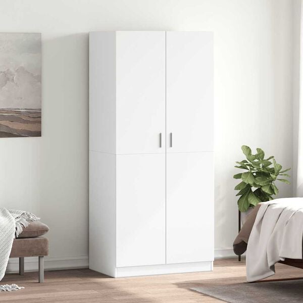 vidaXL Wardrobe White 80x52x180 cm Engineered Wood