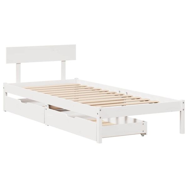 vidaXL Bed Frame without Mattress White 90x190 cm Single Solid Wood Pine