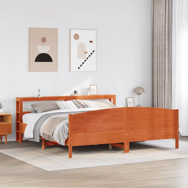 vidaXL Bed Frame without Mattress Wax Brown 180x200 cm Super King Solid Wood Pine