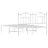 vidaXL Metal Bed Frame without Mattress with Headboard White 140x190cm