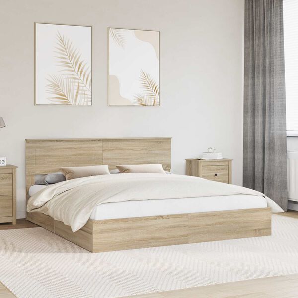 vidaXL Storage Bed with Drawer Sonoma Oak 180 x 200 cm Engineered Wood