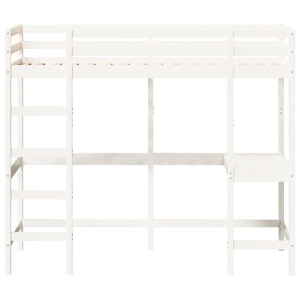 vidaXL Loft Bed without Mattress White 100x200 cm Solid Wood Pine
