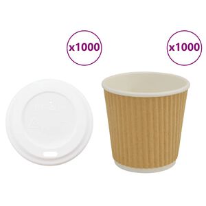 vidaXL Paper Coffee Cups with Lids 1000 pcs 4oz 100ml