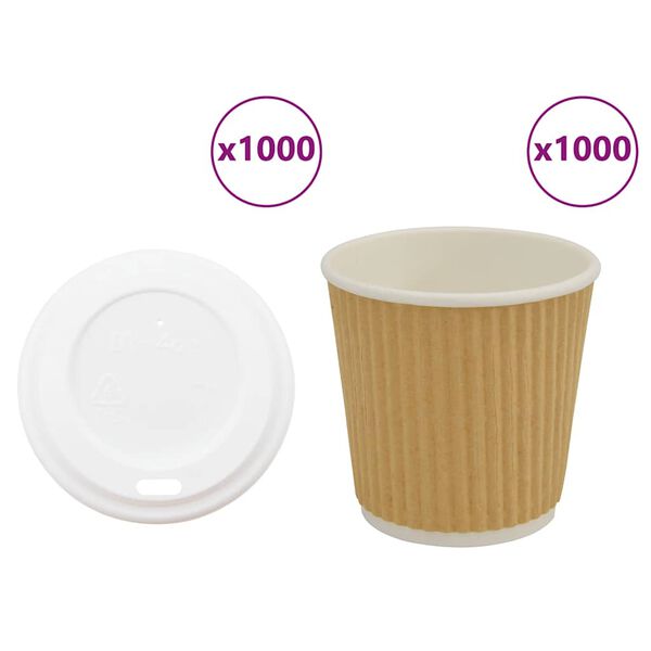 vidaXL Paper Coffee Cups with Lids 1000 pcs 4oz 100ml