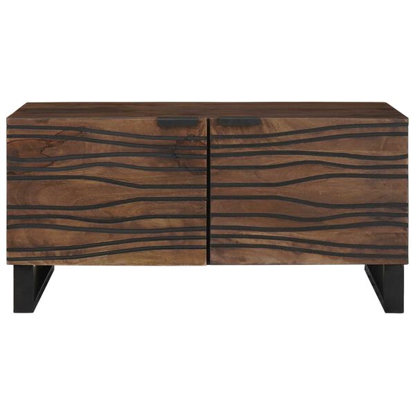vidaXL Coffee Table Brown and Black 80 x 50 x 40 cm Solid Acacia wood