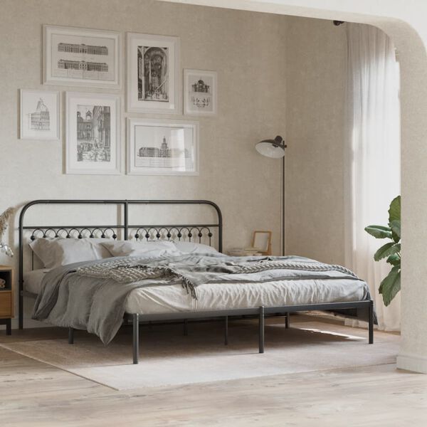vidaXL Metal Bed Frame without Mattress with Headboard Black 183x213cm