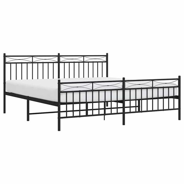 vidaXL Metal Bed Frame without Mattress with Footboard Black 183x213cm