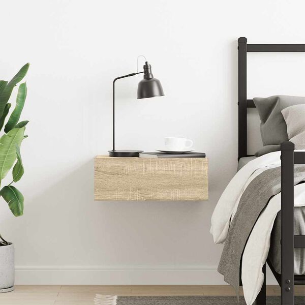 vidaXL Floating Nightstand Sonoma Oak 40x30x15 cm Engineered Wood