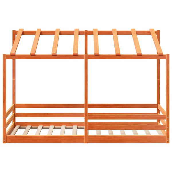 vidaXL Kids' Bed with Roof Wax Brown 80x200 cm Solid Wood Pine