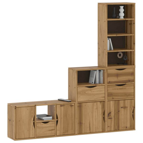 vidaXL 4 Piece TV Units with Storage ODDA Solid Wood Pine