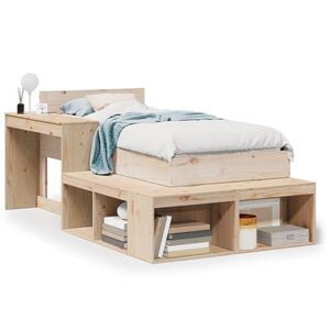 vidaXL Bed Frame without Mattress 75x190 cm Small Single Solid Wood Pine
