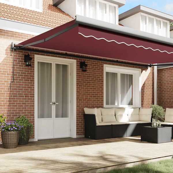 vidaXL Automatic Retractable Awning Burgundy 500x300 cm