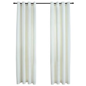vidaXL Blackout Curtains with Rings 2 pcs Velvet Cream 140x175 cm
