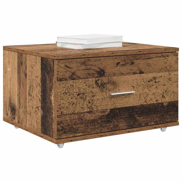 vidaXL Drawer Cabinet with Wheel Old Wood 55 x 45 x 31 cm