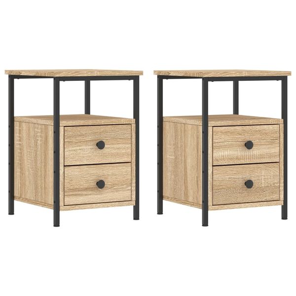 vidaXL Bedside Cabinets 2 pcs Sonoma Oak 34x35.5x50 cm Engineered Wood