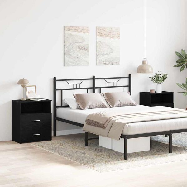 vidaXL Nightstand 2 pcs Black Oak 50 x 32 x 60cm Engineered Wood