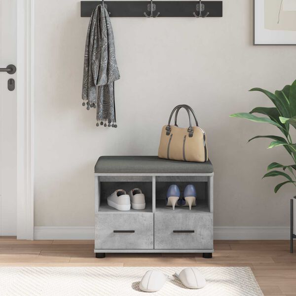vidaXL Hall Bench with Cushion Concrete Grey 60 x 38 x 46 cm