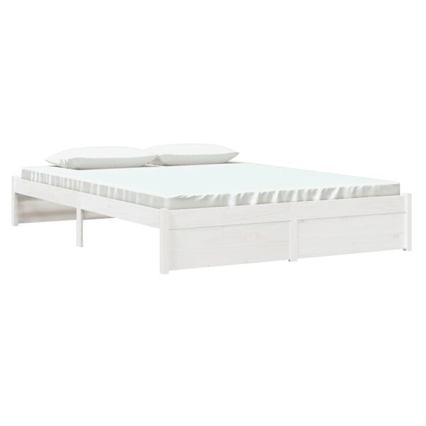 vidaXL Bed Frame without Mattress White Solid Wood 150x200 cm King Size King Size