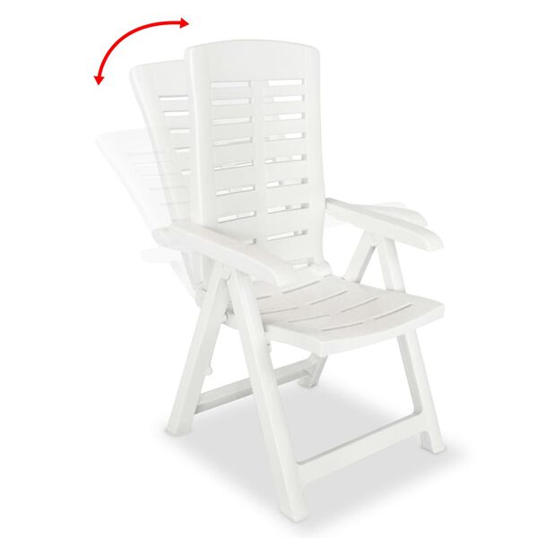 vidaXL Reclining Garden Chairs 2 pcs Plastic White