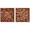 vidaXL Garden Wall Decorations 2 pcs 55x55 cm Corten Steel Rose Design