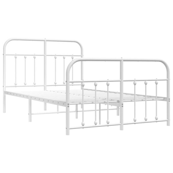 vidaXL Metal Bed Frame without Mattress with Footboard White 120x190cm