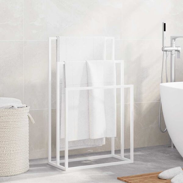 vidaXL Freestanding Towel Rack White 48x24x79 cm Iron