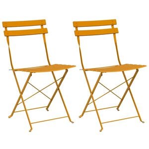 vidaXL Garden Folding Chair 2 pcs Mustard Metal
