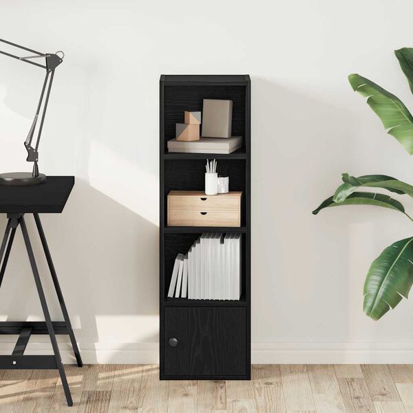 vidaXL Bookcase Black Oak 31x24x102 cm Engineered Wood
