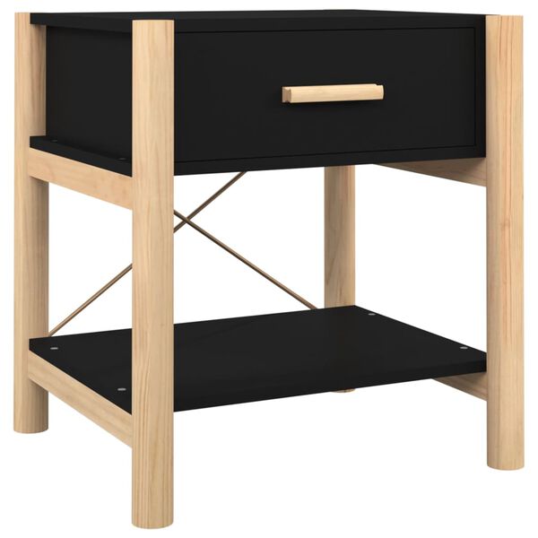 vidaXL Bedside Table Black 42x38x45 cm Engineered Wood
