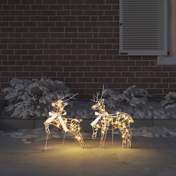 vidaXL LED Reindeers with 40 LEDs 2 pcs Warm White PET