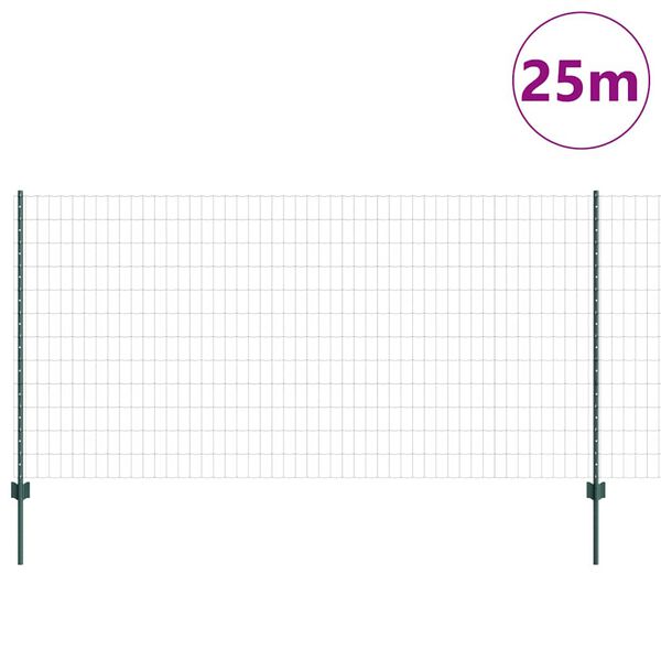 vidaXL Fence and Post Green 1.2 x 25 m Steel