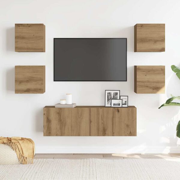vidaXL 5 Piece TV Cabinet Set Wall-mounted Artisan Oak Engineered Wood