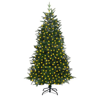 vidaXL Artificial Pre-lit Christmas Tree Green 210 cm PVC&PE